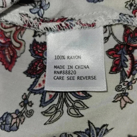 Rose & Thyme Linen Peasant Blouse S | Boho White Floral Long Sleeve Top - Picture 10 of 10